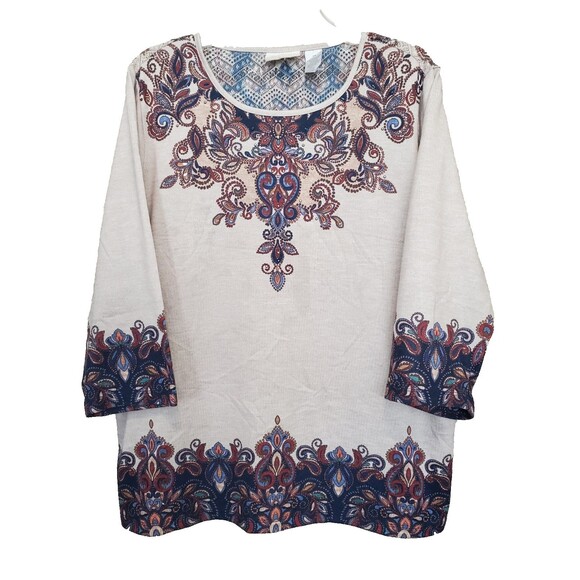Alfred Dunner Tops - Alfred Dunner Woman Studded Paisley Lace Back Knit Tunic Size 1X